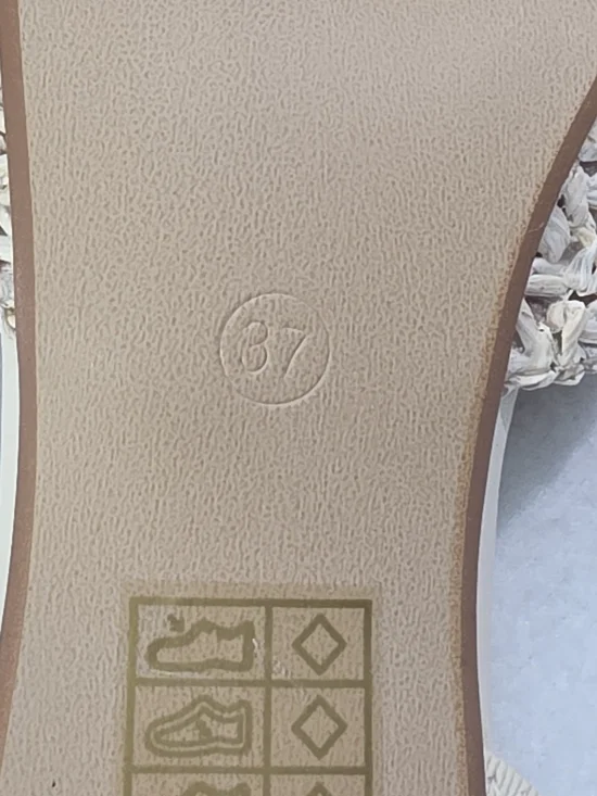 Woven Pointed Toe Slingback Heels - Cream - Picture 6 of 7